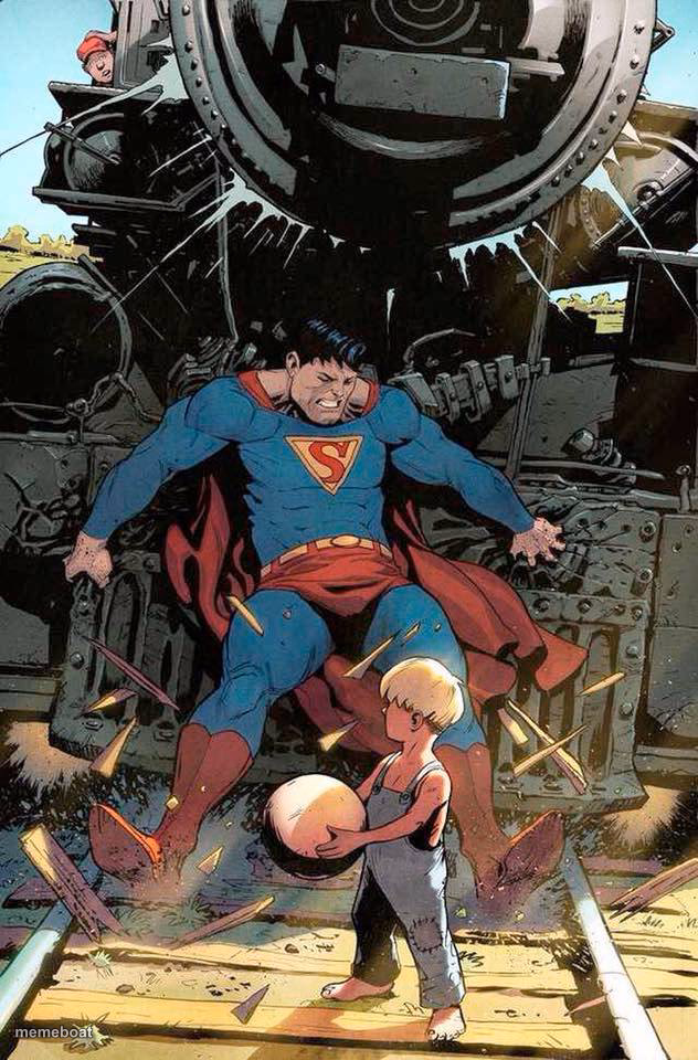 superman stopping train - meme generator image preview