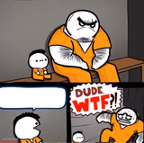 Surprised bulky prisoner