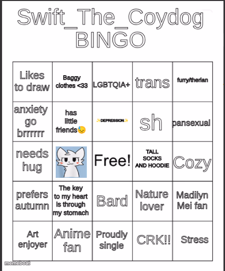 Swift_The_Coydog Bingo - meme generator image preview
