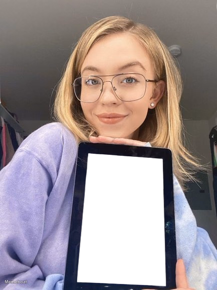 Sydney Sweeney Holding Blank Tablet - meme generator image preview