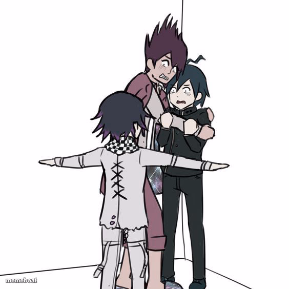 T-posing kokichi traps kaito and shuichi - meme generator image preview