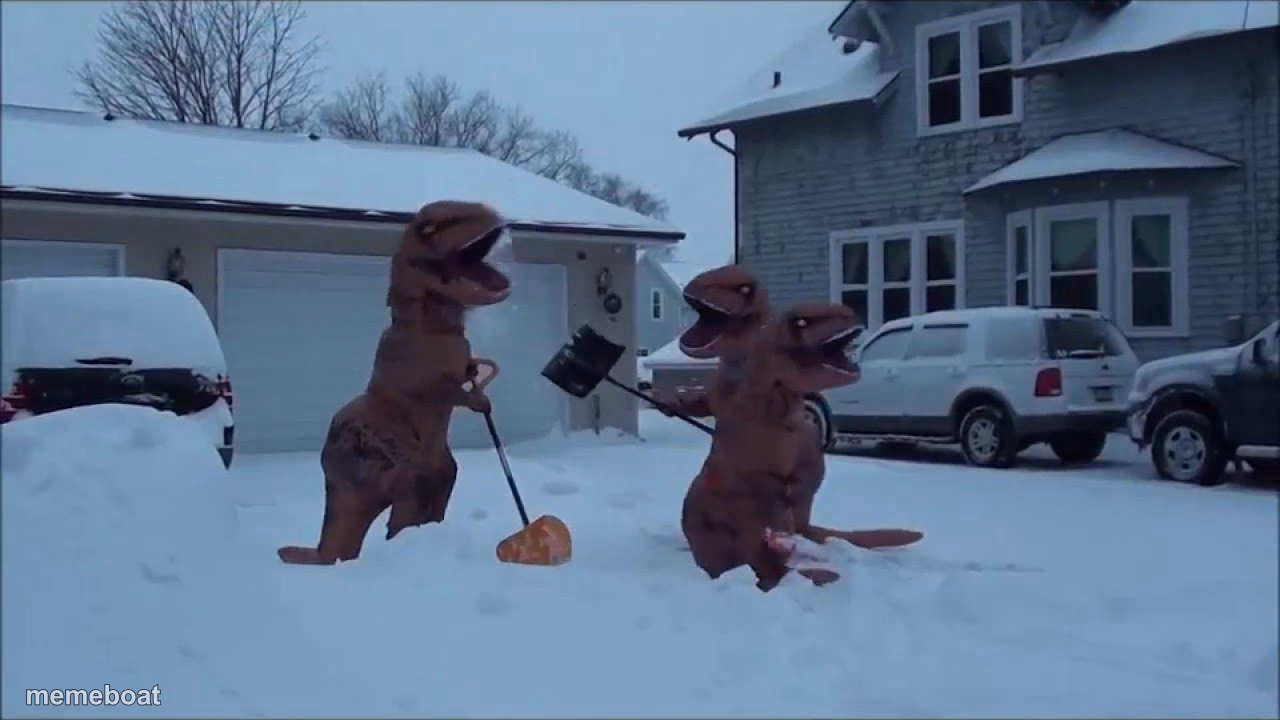 t-rex snow removal - meme generator image preview