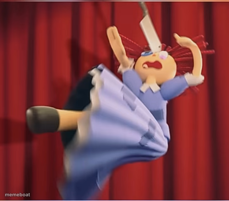 tadc ragatha getting hit by a cooking knife - meme generator image preview