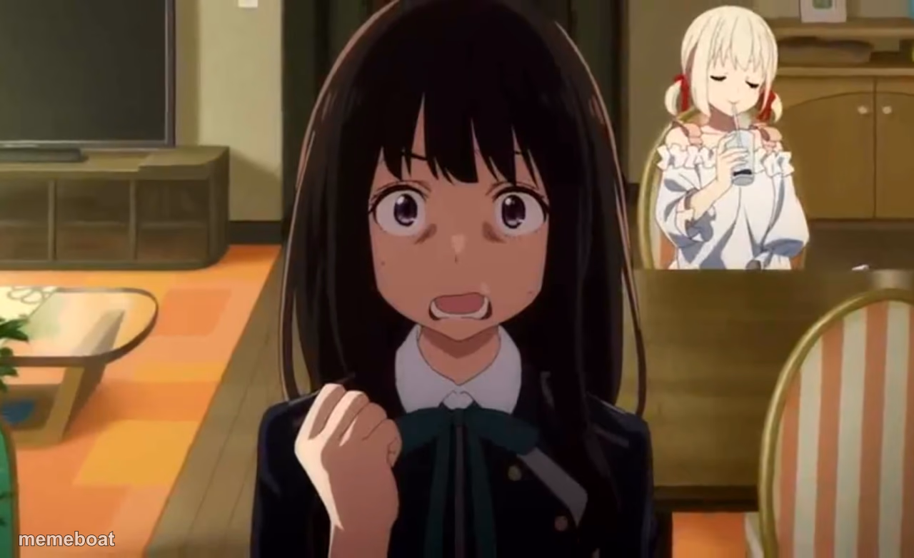 Takina shock and suprised - meme generator image preview