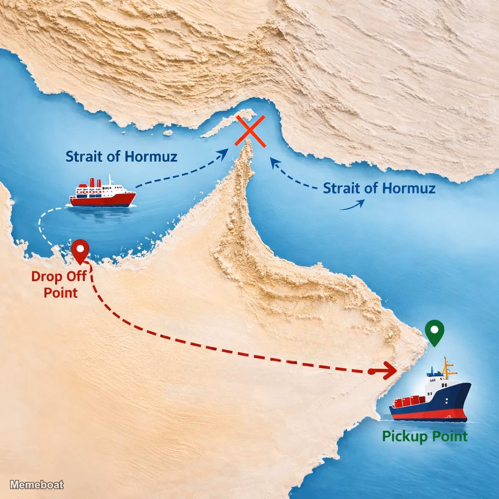 Taking the Long Way Around - Strait of Hormuz - meme generator image preview