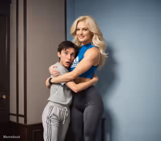 Tall woman hugging short boyfriend
