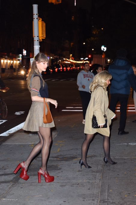 Taylor Swift and Sabrina Carpenter Walking - meme generator image preview