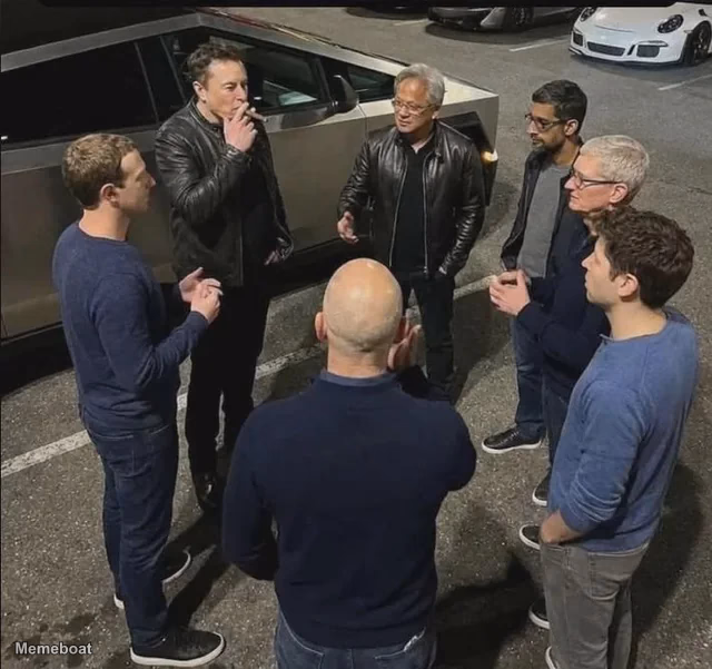 Tech Ceos Discussing in a Circle - meme generator image preview
