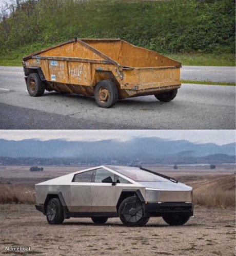 Tesla Cybertruck as Dumpster - meme generator image preview