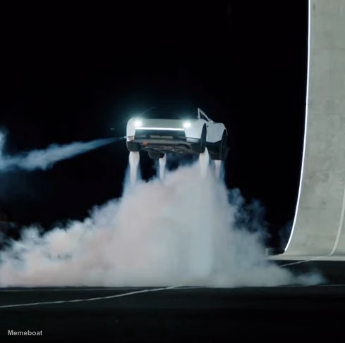 Tesla Roadster taking off - meme generator image preview