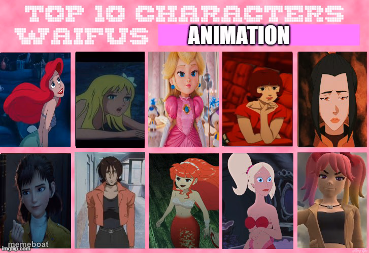 the 10 waifus of animation - meme generator image preview
