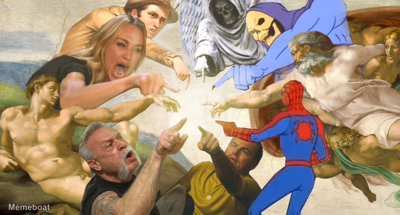 The Creation of Adam Pointing - meme generator image preview