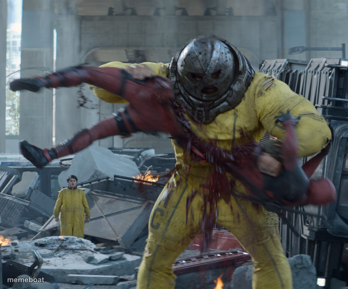 The Juggernaut ripping Deadpool in half - meme generator image preview