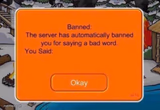 The server has automatically banned you for saying a bad word