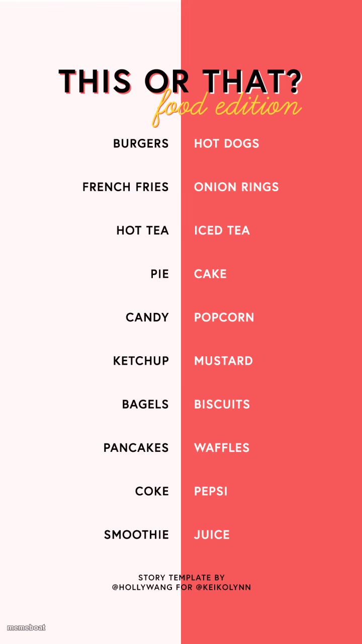This Or That Food Edition - meme generator image preview