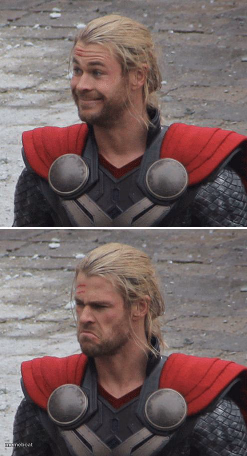 Thor happy then sad - meme generator image preview