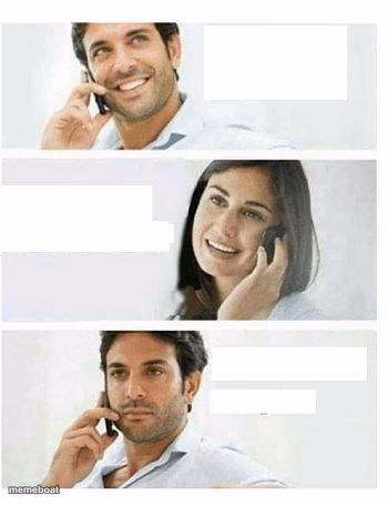 THREE PANEL TELEPHONE COUPLE BLANK - meme generator image preview