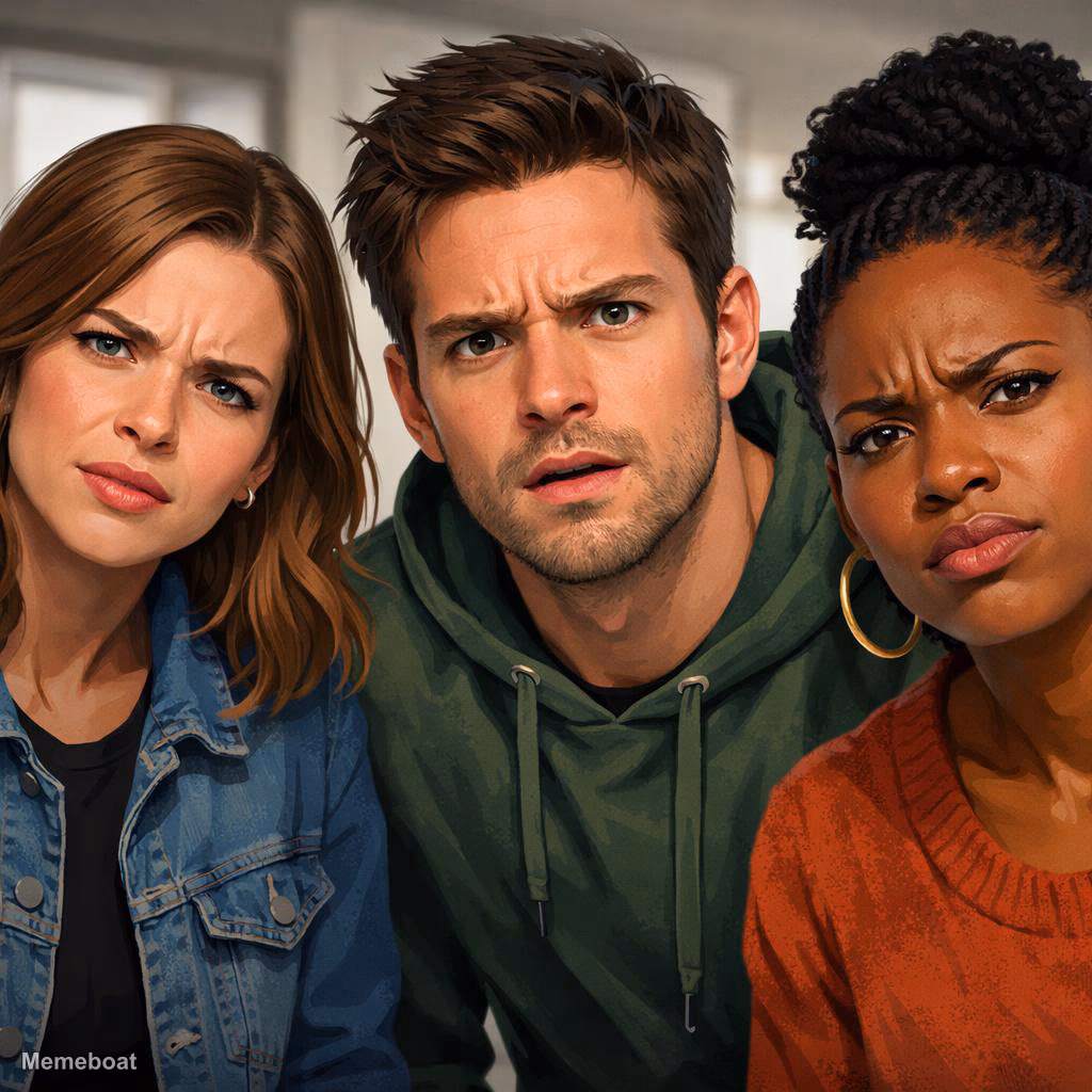 three people staring at you like your crazy - meme generator image preview