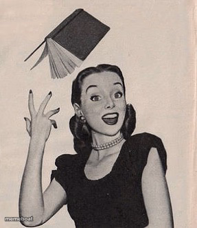 Throwing book vintage woman - meme generator image preview