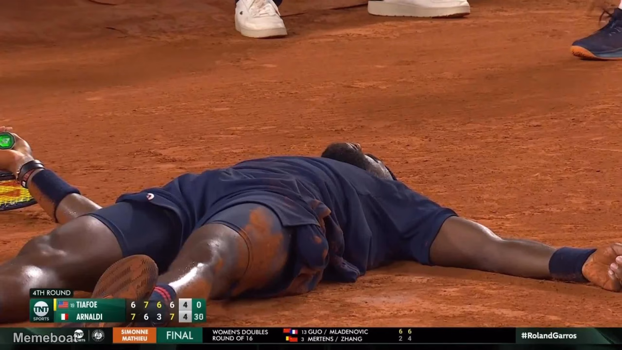 Tiafoe Down Bad Against Arnaldi - Roland Garros - meme generator image preview