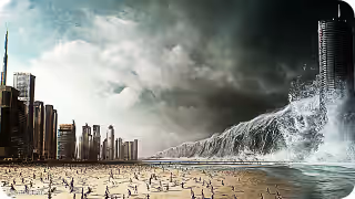 Tidal Wave Destroying Beach or City