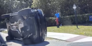 Tiger Woods at Scene of Rollover Crash