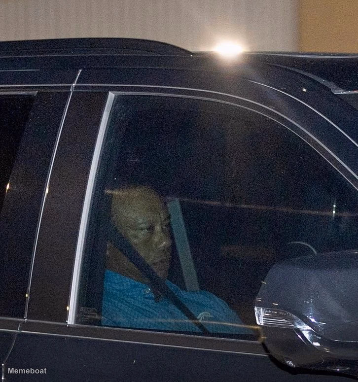Tiger Woods Leaving Jail in a Car Side Angle - meme generator image preview