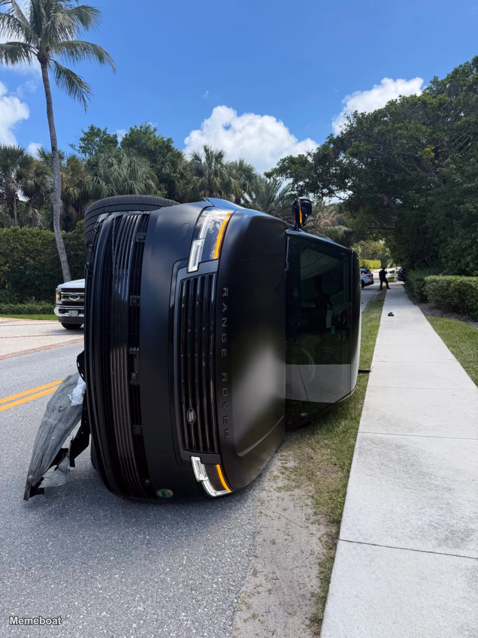 Tiger Woods Rollover Crash Black Range Rover - meme generator image preview