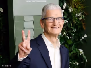 Tim Cook Smiling Peace Sign