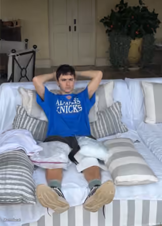 Timothée Chalamet Icing His Knees