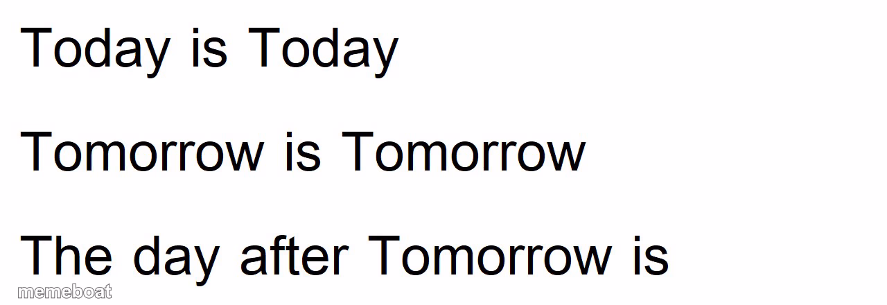 Today is Today, Tomorrow is Tomorrow - meme generator image preview