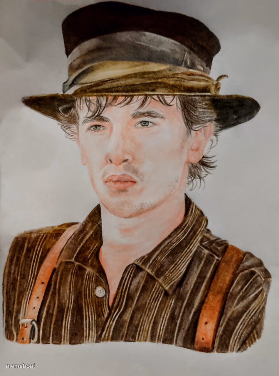 Tom Blyth as Billy the Kid drawing - meme generator image preview