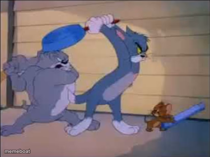 Tom, Jerry and Spike fighting - meme generator image preview