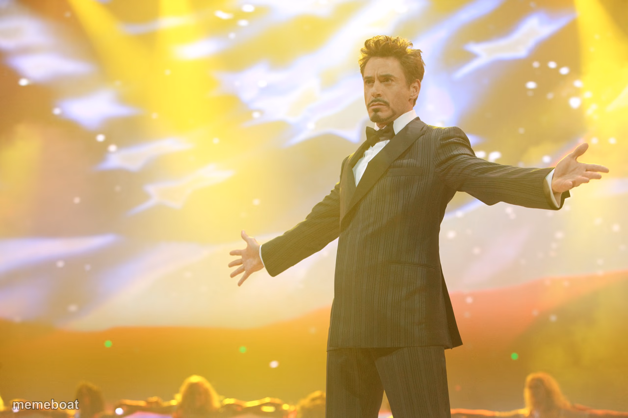 Tony Stark Celebrating - meme generator image preview