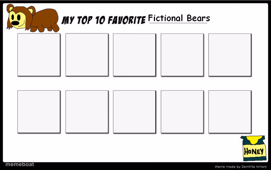 top 10 favorite fictional bears - meme generator image preview