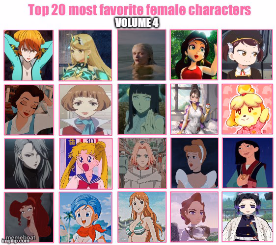top 20 favorite female characters volume 4 - meme generator image preview