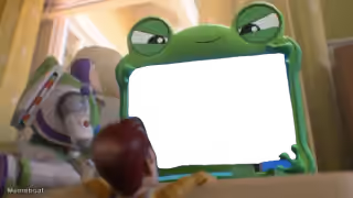 Toy Story Woody and Buzz Looking at Frog Tablet