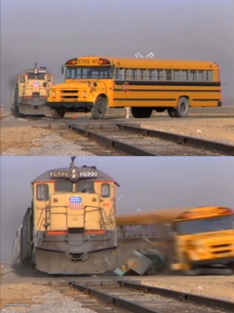 train crashes bus - meme generator image preview