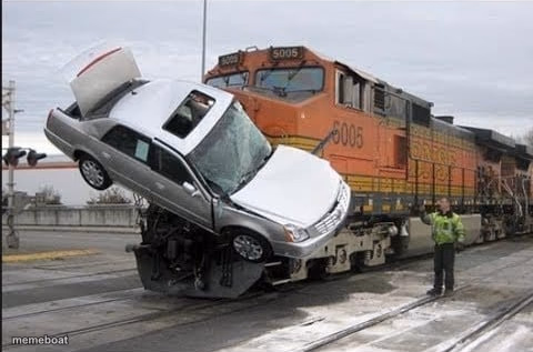 Train hits car - meme generator image preview