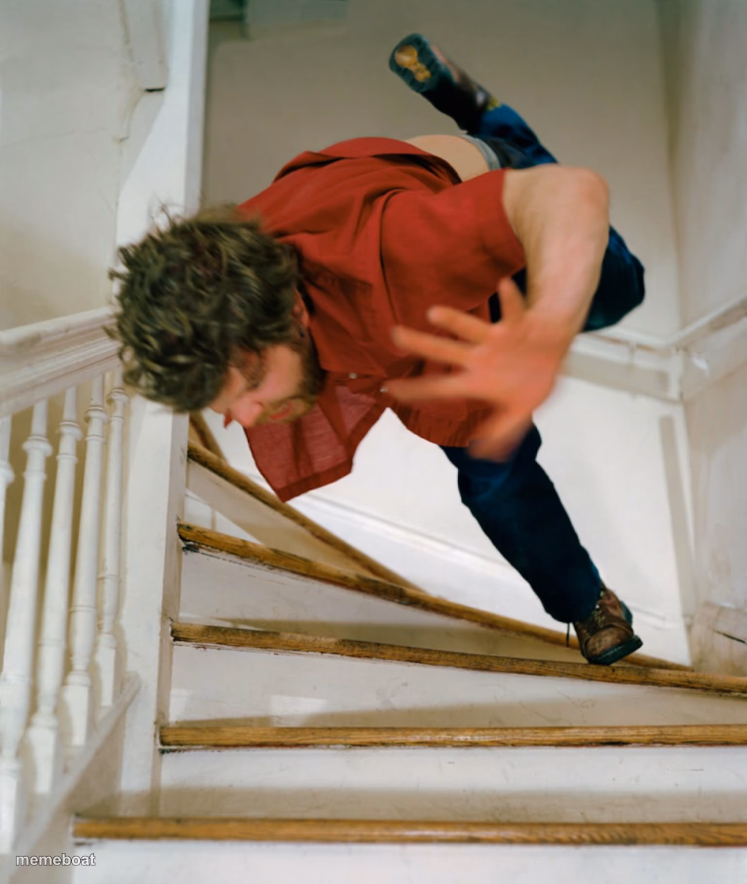 Trip and fall down stairs 26 - meme generator image preview