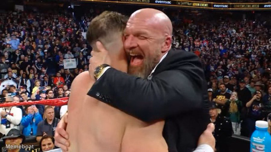 Triple H Hugging John Cena - meme generator image preview