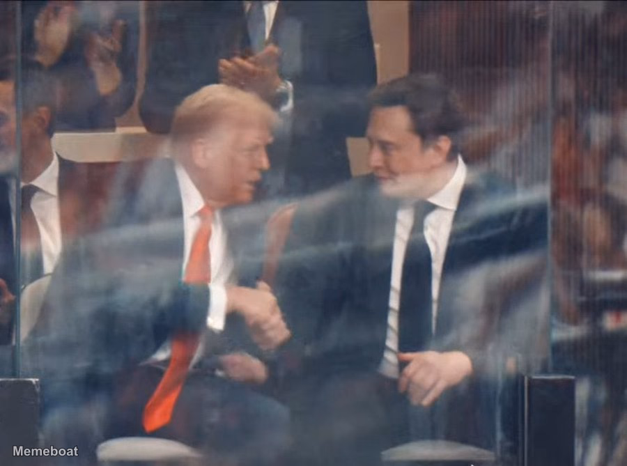 Trump and Elon Handshake - meme generator image preview