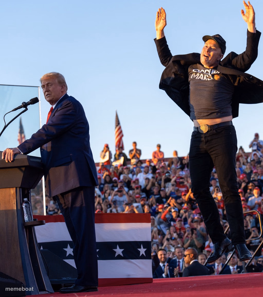 Trump and Jumping Elon - meme generator image preview