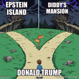 Trump choosing which part to go to.