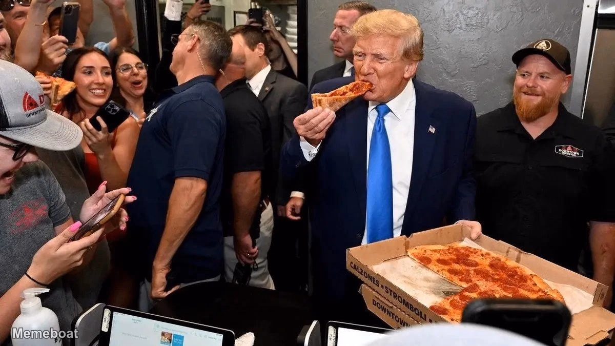 Trump Eating Pizza - meme generator image preview