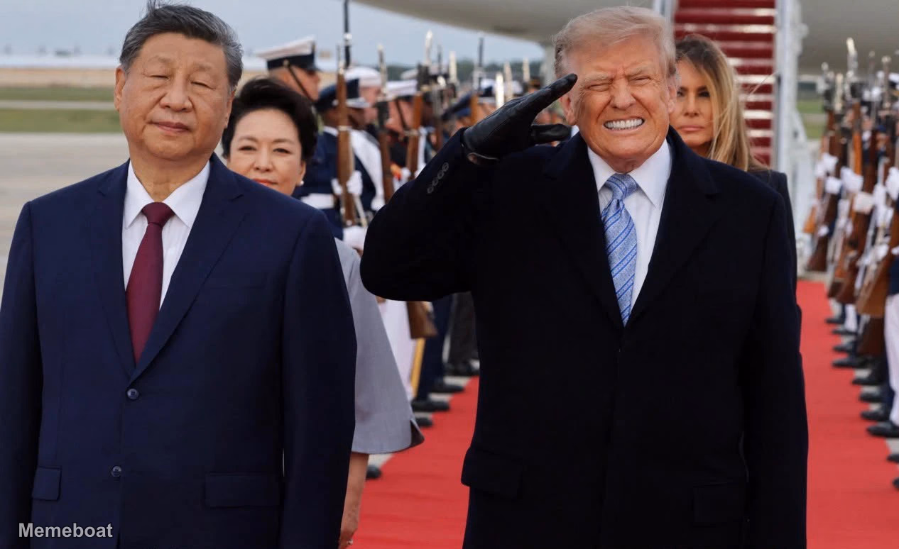 Trump flinched next to Xi - meme generator image preview