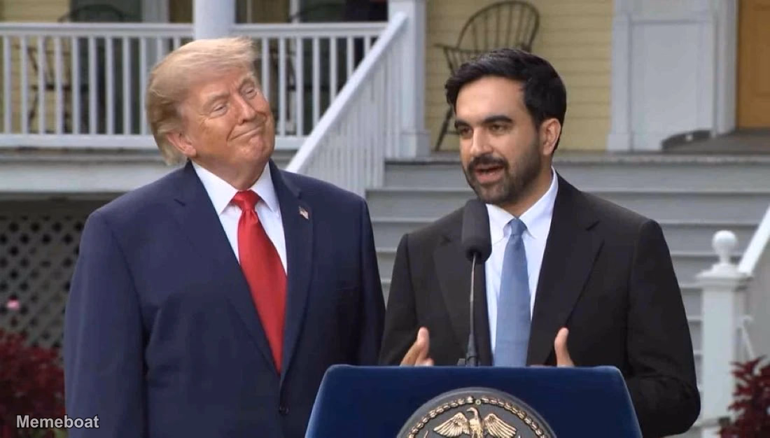 Trump looking at Mamdani - meme generator image preview