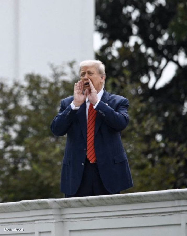 Trump Shouting from the Roof - meme generator image preview