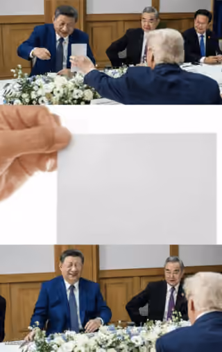 Trump Showing Blank Paper to Xi Jinping