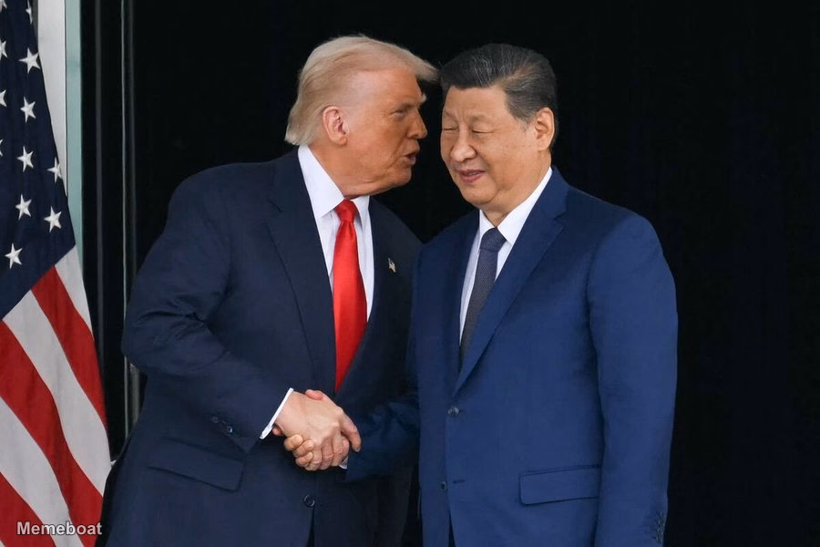 Trump Whispering to Xi Jinping - meme generator image preview